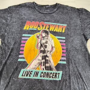 Rod Stewart Band Short Sleeve Graphic Crew Neck T Shirt Mens Size 2XL Navy